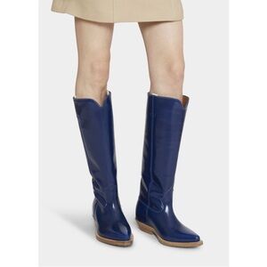 CHLOÉ Nellie Tall Western Boots Majestic Blue Sz 6/EU36 Festival Runway BrandNEW